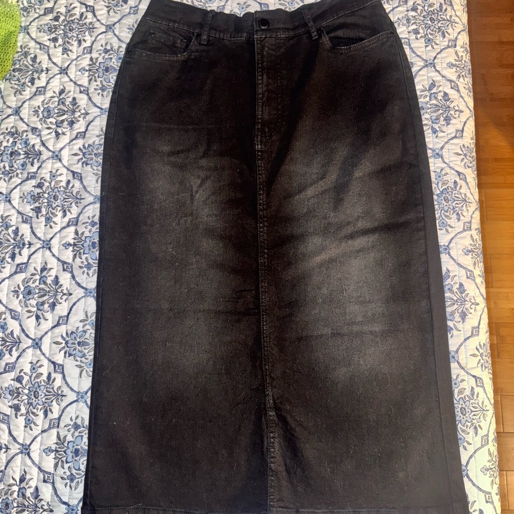 Classic Black Denim Skirt
